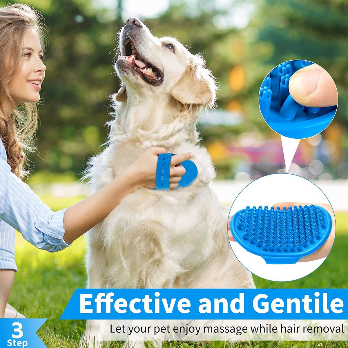 3-piece Set Dog Bath Brush Shampoo Brush Massage Brush With Adjustable