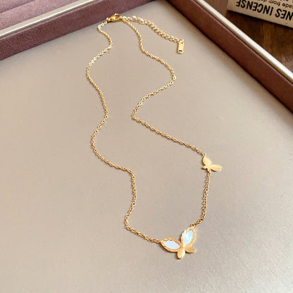 Titanium Steel Irregular Butterfly Necklace Korean Ins Sweet Elegance