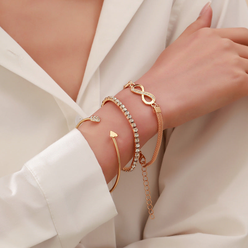 Women's Loving Heart With Opening Bracelet Creative Retro Simple